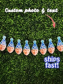 Custom Head Birthday Banner, Custom Birthday Photo Banner, Face Banner, Personalized Birthday Banner Any Age Custom Christmas Party Banner Holiday House Banner - Multicolor - View 1