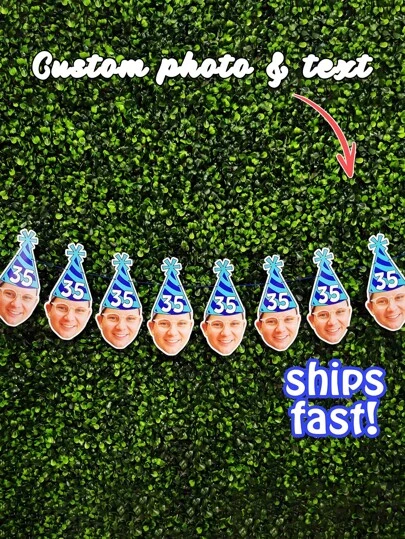 Custom Head Birthday Banner, Custom Birthday Photo Banner, Face Banner, Personalized Birthday Banner Any Age Custom Christmas Party Banner Holiday House Banner