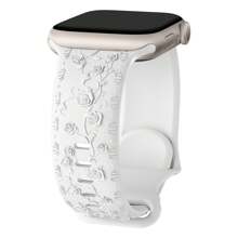 Correa grabada para de 46 mm, 42 mm, 44 mm, 45 mm, 41 mm, 40 mm, 49 mm, 38 mm, pulsera de silicona con estampado floral para Series 10, 8, 9, 7, SE, 4, 5, 6, Ultra 2, accesorios para mujeres y hombres