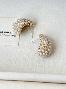 1 对优雅人造珍珠泪珠耳环，适合女性日常、约会、度假佩戴，可作为送给朋友和爱人的礼物 - 耳環 - 查看 6