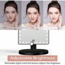 Espejo de maquillaje iluminado Funtouch con 88 LED, pantallaáctil de rotación de 360 grados, espejo cosmético portátil de mesa con aumento de 10X - Negro - Ver 2