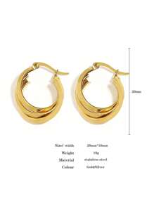 1 par de pendientes de aro colgantes de acero inoxidable con forma de cruz y círculo para mujer, de color oro y plata, con anillos triples retorcidos de dos tonos, para fiesta, club, vacaciones, regalo de Navidad