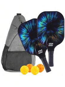 1 Set 2 Racchette 4 Palline con Custodia, Set di Racchette da Pickleball in Fibra di Carbonio, Vetroresina e Grafite Approvato USAPA per Sport all'Aperto e al Chiuso