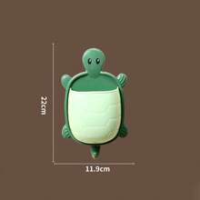 1pc Cute Yellow, Green And Grey Turtle Shaped Wall Mount Storage Box - Plastic, No Drilling Self-Adhesive Storage Box For Remote Controls And Accessories, Practical Hooks