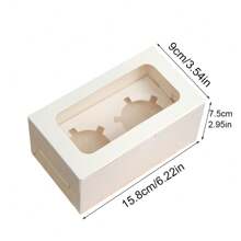20pcs/Pack Party Gift Box With Window, Birthday Party Gift Packaging Box, Daily Life Gift Box, Cupcake Packaging Box, Tart Dessert Muffin Box, Baking Takeout Box - White - View 14