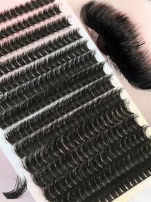 14 filas de pestañas postizas de imitación de visón 3D, 280 racimos, rizado D de 0.07mm, longitud mixta de 8-16mm, pestañas individuales rusas 3D naturales, herramientas de maquillaje