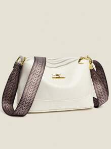 品牌奢华女士邮差包软皮手提包设计师时尚女士单肩包斜挎包女士 - 白色 - 查看 6