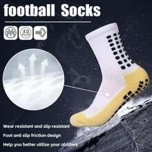 8 Pairs Anti-Slip Soccer Socks, Compression Mid-Calf Sports Socks With Thicker Terry Polka Dot For Football