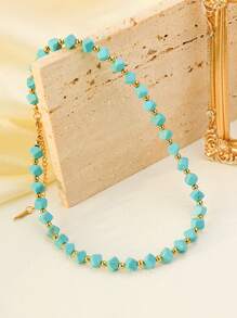Western Country Turquoise Series Necklace Bracelet Ring Earrings, Bohemian Holiday Style Elegant Fashion Stainless Steel Plating 18K Gold, Party Banquet Gifts, Daily Wear First Choice