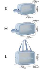 1 pièce Sac de maquillage en PVC bleu transparent, grande capacité, sac de toilette étanche, organisateur de voyage portable pour femme, pour vacances, plage, salle de bain, chambre, grande capacité