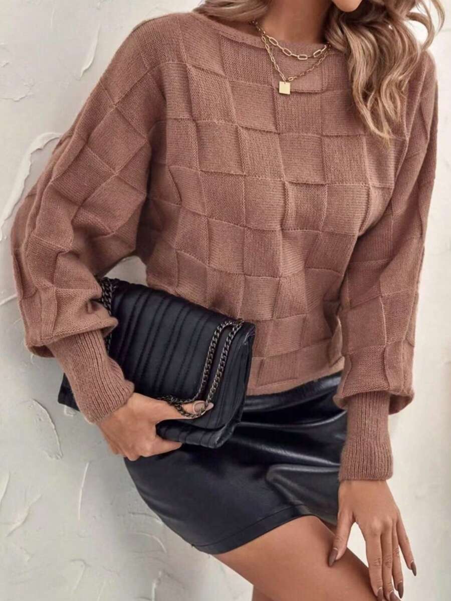TRICOZHU Women's Blouse WINTER KNITTED Long Sleeve Blouse FASHION 2024 - 卡其色 - 查看 1
