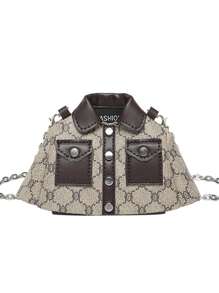 1pc Fashion Design, Comfortable Strap, Quality Fabric, Elegant MINI New Product, Vintage Color Matching, Fashionable, Personal, Contrast Color, Popular, Stylish, Texture, Versatile, Funny, Creative Dress Bag With Chain, Niche