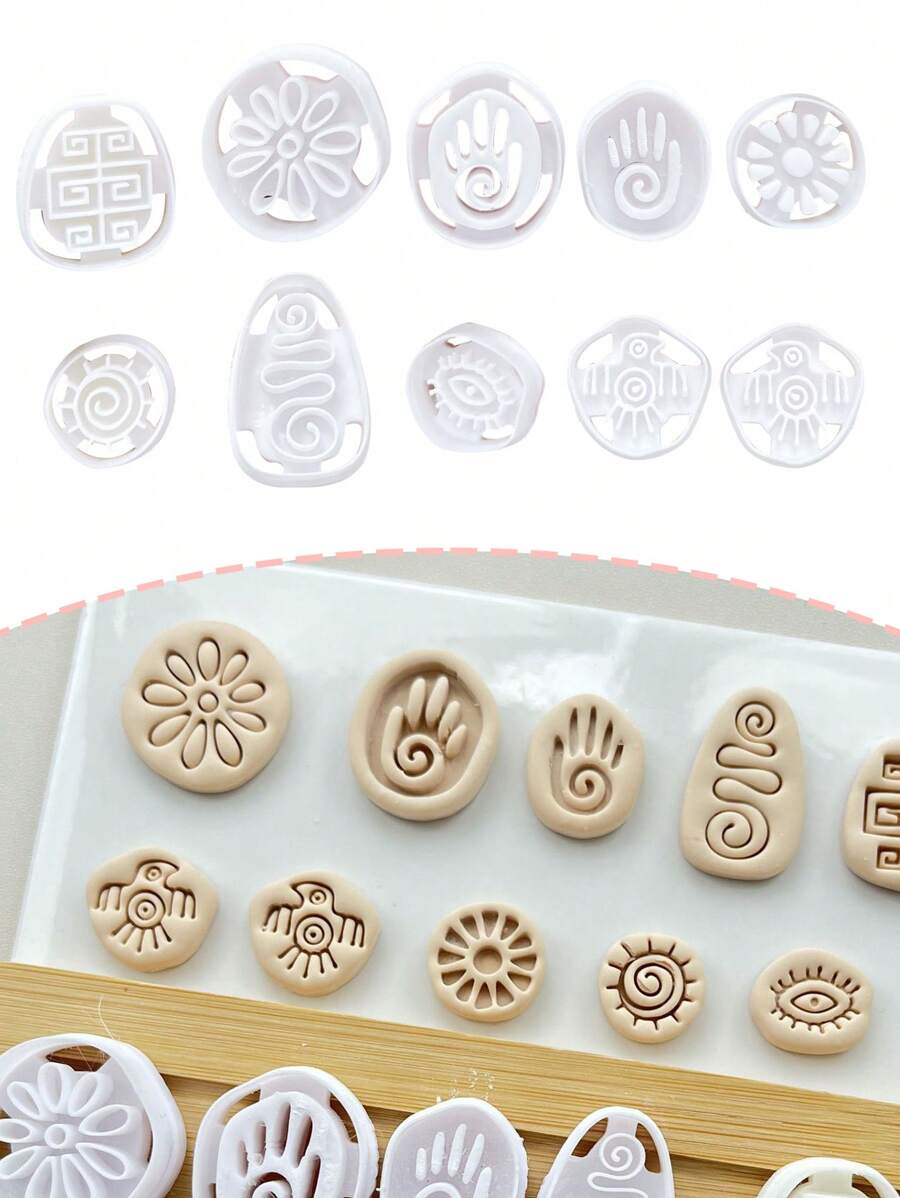 Emporte-pièce pour argile polymère avec symboles, emporte-pièces en forme de symboles bohèmes en argile polymère pour la fabrication de bijoux de boucles d'oreilles DIY, moules de DIY en plastique haute précision