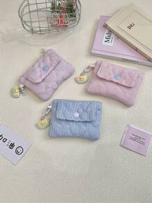 1 个可爱的小卡片夹零钱包，带按扣的拉链储物袋，可存放文件、账单和卡片的多功能化妆包