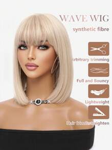 Perruque blonde sexy type carré court pour femmes, perruque droite avec frange. Perruque synthétique douce et naturelle, résistante à la chaleur, idéale pour les fêtes, le cosplay et le carnaval. 30 cm de longueur