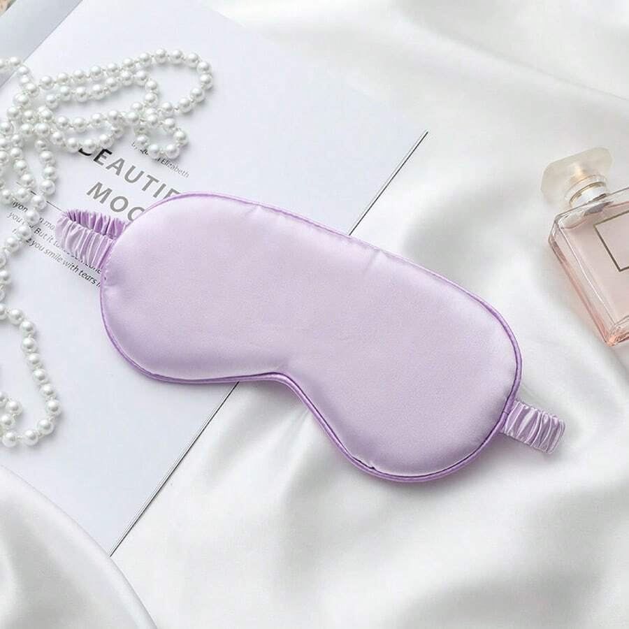 1pc Double-Sided Silk-Like Sleep Eye Mask, Blackout Eye Mask For Napping At Office, School, Travel, Great Gift For Family, Colleagues And Friends - Mauve Purple - View 1