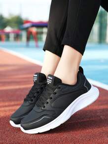 1 Paio di Sneaker Monocromatiche, Nuove Scarpe Bianche da Donna per l'Estate 2025, Punta Tonda, Suola Spessa Antiscivolo, Scarpe di Moda Traspiranti con Suola Spessa, Scarpe da Studente, Scarpe Sportive da Donna, Scarpe da Corsa, Nuove Scarpe Bianche Primaverili/Autunnali, Scarpe da Corsa con Superficie in Pelle, Scarpe Casual da Viaggio con Fondo Morbido Genuino - Bianco e nero - Visualizzare 2