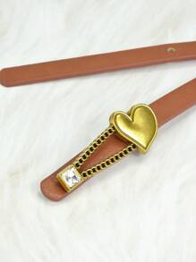 1pc Y2K Fashionable Versatile Rhinestone Heart Waist Belt, Suitable For Pairing With Jeans, Dresses, And As A Gift