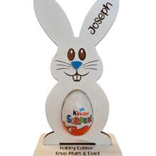 1pc New Easter Gift Rabbit Chocolate Egg Holder, Wooden Tabletop Decor Craft For Party (Eggs Not Included)