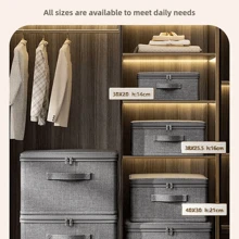 1pc Cationic Drawer Style Storage Box, Large & Small Size, Thick With Lid, Foldable Storage Container For Clothes Closet, Multi-Size Available - Light Grey - View 12