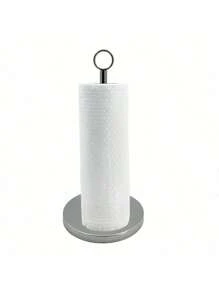 1pc Stainless Steel Kitchen Roll Paper Towel Holder Bathroom Tissue Stand,With Non-Slip Weight Base, Suitable For Kitchen And Bathroom