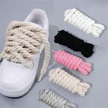 1pair Round Rope Shoelaces For Canvas Shoes, Skate Shoes, Sneakers Decoration, For Women Shoes, Men Winter Shoes, Accessories - Twisted Shoelaces - View 1
