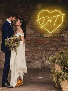 USB 雕刻霓虹灯首字母，定制婚礼霓虹灯首字母，个性化 LED 霓虹灯标志，多功能，耐用，装饰性，可重复使用，精致，时尚，高品质，色彩鲜艳，现代，定制，个性化，独特，适合他的理想礼物，适合她的理想礼物，男朋友，爸爸，女朋友，妈妈，家人，朋友，茶室，家庭，花园，办公室，周年纪念日，情人节，母亲节，生日，父亲节，毕业典礼，婚礼，乔迁，家居翻新，定制工艺品 - 愛心兩個字母組合 - 查看 3