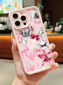 1pc High-Quality Pink Bow Pinkmas Series Soft Shockproof Phone Case Compatible With Iphone 16 Pro Max/16/16 Pro/15 Pro Max/15 Pro/15/14 Pro Max/14 Pro/14/13 Pro/13/12 Pro/12/11, Suitable For Teenage Girls