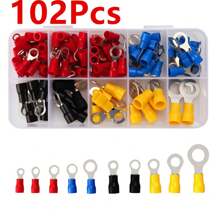 102PCS Insulating Ring Wiring Terminal Connector Classification Kit Wire Connector Ring Terminal Ring -Shaped Wiring Sheet Kit - Multicolor - View 1