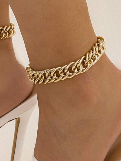 Moonfan قطعة واحدة من مجوهرات سلسلة معدنية مزدوجة للكاحل للنساء ، مناسبة للارتداء اليومي