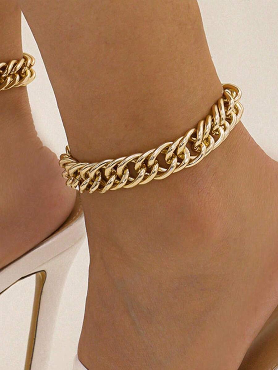 Moonfan 1 pezzo Cavigliera in metallo a doppio filo con catena da donna, adatta per l'uso quotidiano