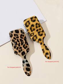 1 Pente Escova para Couro Cabeludo Massageador de Tamanho Grande com Estampa de Leopardo, Almofada de Ar Suave para Cabelos Cacheados, Dia dos Namorados