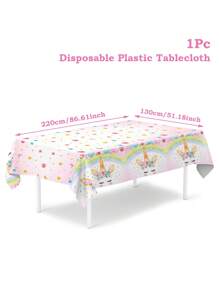 1 pezzo Tovaglia di plastica monouso a tema unicorno, stile rosa, impermeabile e antimacchia, decorazione per tavolo da pranzo in occasione di feste di compleanno, riunioni familiari, cene, per uso esterno