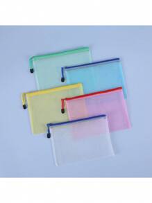 1pc/5pcs Zipper Bag Plastic Zipper Bag A5 Multifunctional Waterproof File Bag With Secure Zipper And Reinforced Seams, Suitable For Organizing Office, School Supplies, Pens And Accessories - Great For Travel, Commuting And Daily Use, Storage For Travel Accessories, Receipts,Back To School