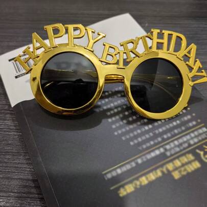 1 件英文字母生日照片道具塑料装饰眼镜