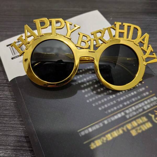 1pc English Letter Birthday Photo Prop Plastic Decorative Eyeglasses