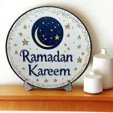 1 Pezzo Set Decorazione Tavola con Stelle e Luna per Casa, Tavolo da Pranzo, Portico, con Decorazione in Legno e Supporto