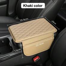 Reposabrazos de coche Kebidumei, almohadilla para caja de pañuelos, protector de consola central con bolsillo de almacenamiento lateral y soporte para papel - Gris - Ver 14