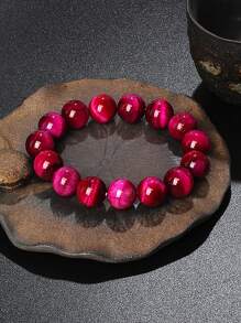 1 pieza Pulsera de ojo de tigre azul real de calidad 5A+ para hombre, 6/8 mm, con cuentas de piedra de ojo de tigre rayo rojo, pulseras de curación de energía natural de piedra para mujeres, joyería