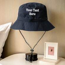 1pc Customizable Text Outdoor Bucket Hat, Collapsible Sun Protection Hiking Fishing Sport Cap
