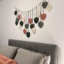 1 pièce Macramé Suspension Murale, Nouveau Style Bohème Décoration Murale Tapisserie, Art Mural de Feuilles en Fibres à Franges Tissées à la Main pour Salon, Chambre à Coucher, Tête de Lit - Multicolore - Voir 9