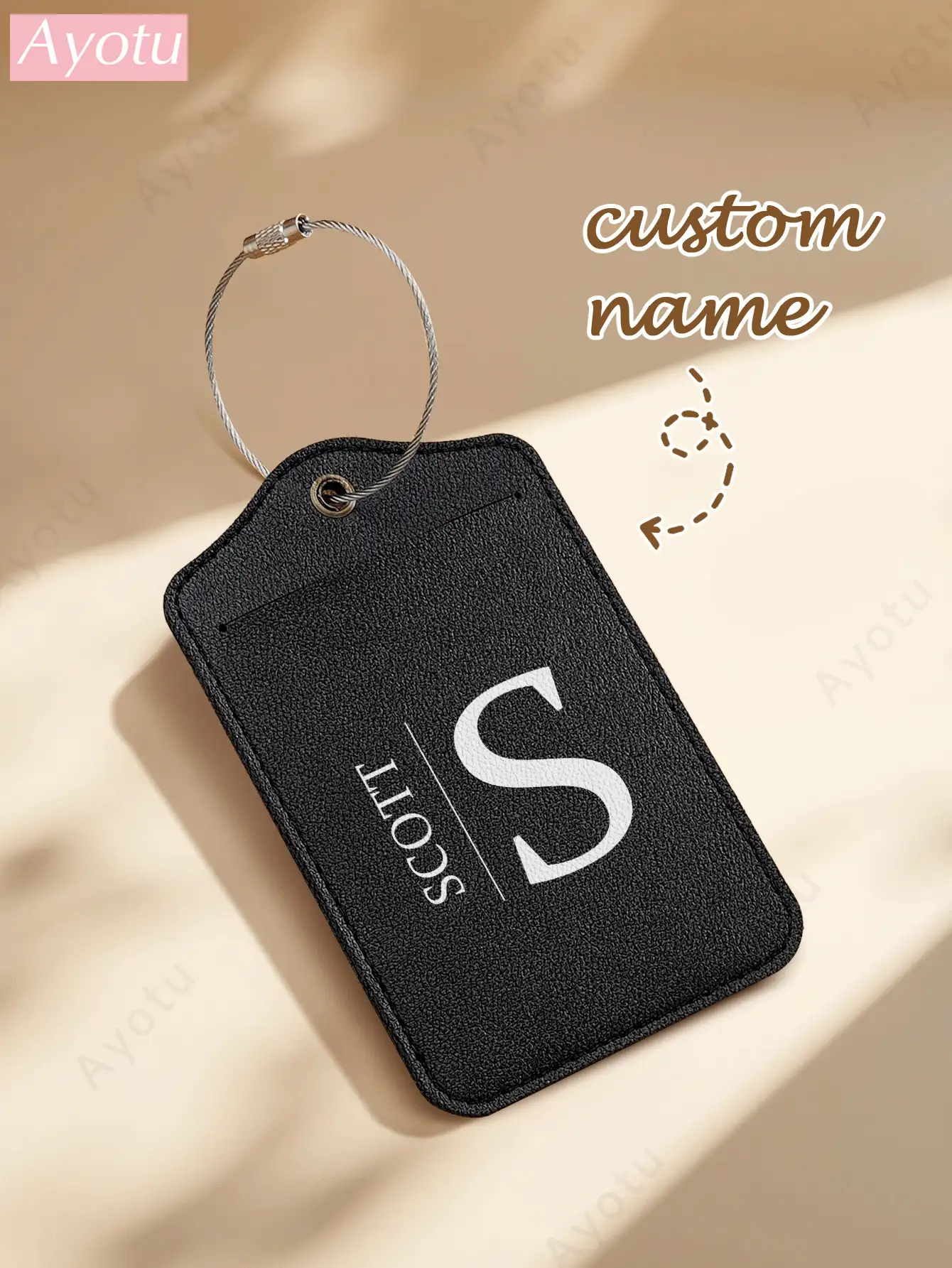 1 pieza Etiqueta de equipaje personalizada con nombre y texto, etiqueta de equipaje personalizada, etiqueta de maleta/mochila, etiqueta de viaje personalizada, etiqueta de viaje, regalo de viaje, personalización de negocios y casual, accesorio, llavero/decoración de llavero de cumpleaños, excelente para viajes, glamour de Año Nuevo - Negro - Ver 2