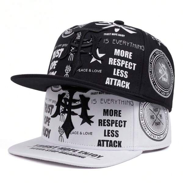 1 pieza Gorra de béisbol ajustable tipo snapback con letras góticas para hombres, gorra de béisbol de hip hop para deportes callejeros
