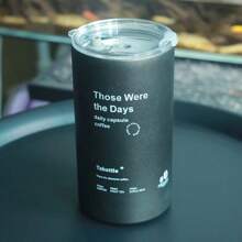 1 件时尚不锈钢双层冰美式咖啡杯，真空隔热便携带吸管，返校季 - 灰色 - 查看 1