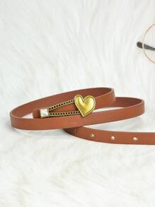 1pc Y2K Fashionable Versatile Rhinestone Heart Waist Belt, Suitable For Pairing With Jeans, Dresses, And As A Gift