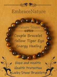 1 pieza Pulsera de ojo de tigre azul real de calidad 5A+ para hombre, 6/8 mm, con cuentas de piedra de ojo de tigre rayo rojo, pulseras de curación de energía natural de piedra para mujeres, joyería