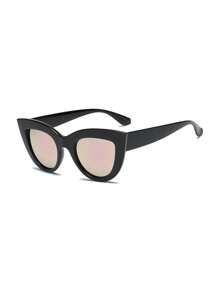 1 pieza Gafas de sol de moda para mujer con montura de plástico gruesa estilo ojo de gato, retro sexy, casual, clásica, simple, estilo hip hop, uso diario o deportes al aire libre