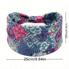1/4 Stücke Boho-Stil elastische breite Stirnbänder, Blume Muster Sport Haarband, Frühling/Sommer, Haarzubehör, Turban Stirnband