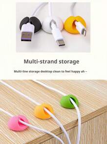 3/5/10 piezas Surtido de colores Clips adhesivos para cables, organizador de cables, soportes para cables de datos, abrazaderas para gestión de cables de escritorio - Múltiples colores y estilos apropiados para el hogar, oficina, coche, escritorio