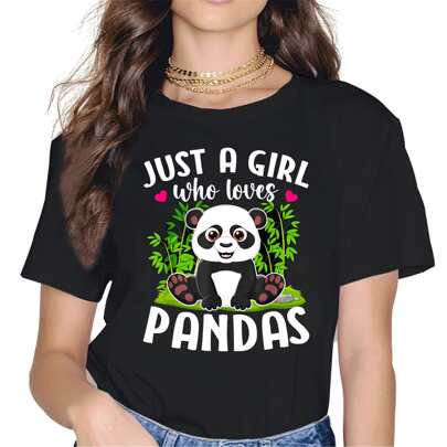 Just A Girl Who Loves Pandas Kids Panda T-Shirt
